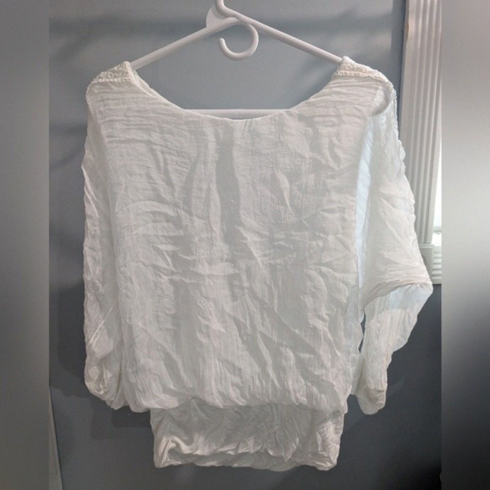 Women's Lightweight White Blouse - Classic Boatneck Top